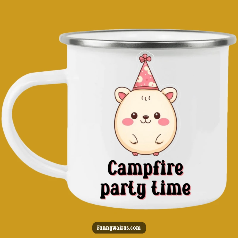 Funny Round Animal Party Hat Camping Mug: Festive Outdoor Fun, Perfect Humorous Gift