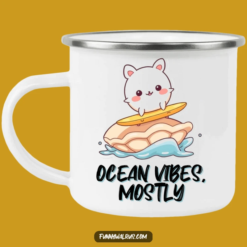 Funny Wobbly Surfer Animal Camping Mug: Adventure Humor, Perfect Funny Gift