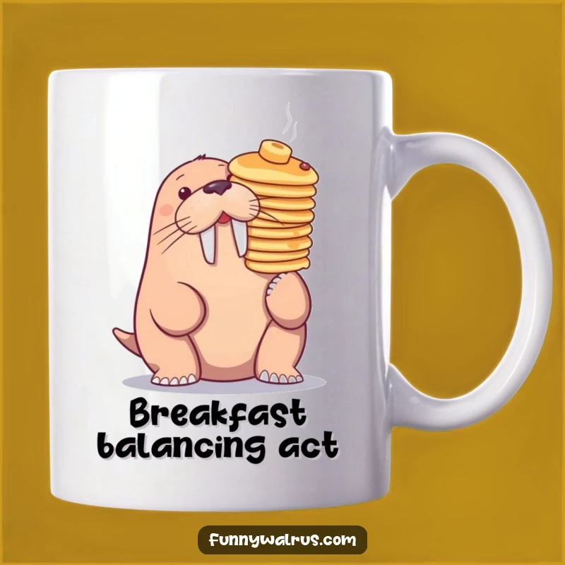 Funny Walrus Pancake Stack Nose Mug: Hilarious Breakfast Treat & Gift!