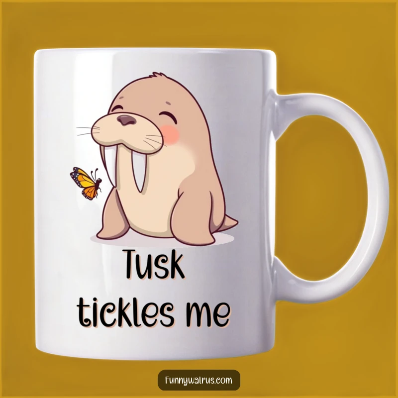 Funny Walrus Butterfly Tusk Giggle Mug: A Hilarious Moment of Joyful Friendship!