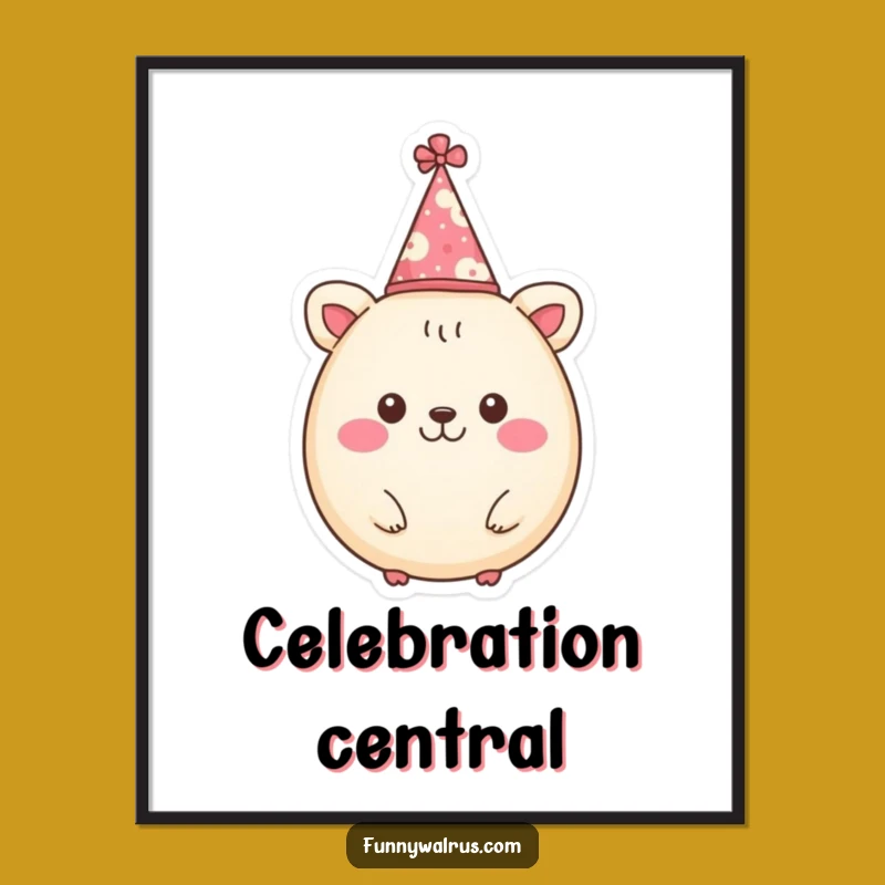 Funny Round Animal Party Hat Digital Art: Instant Festive Decor, Unique Humorous Gift