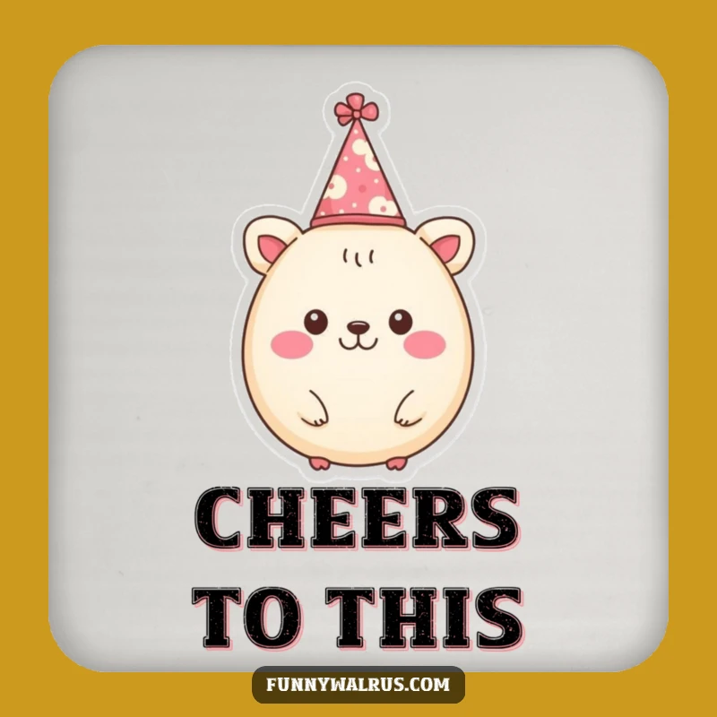 Funny Round Animal Party Hat Coaster Set: Festive Table Protection, Great Humorous Gift