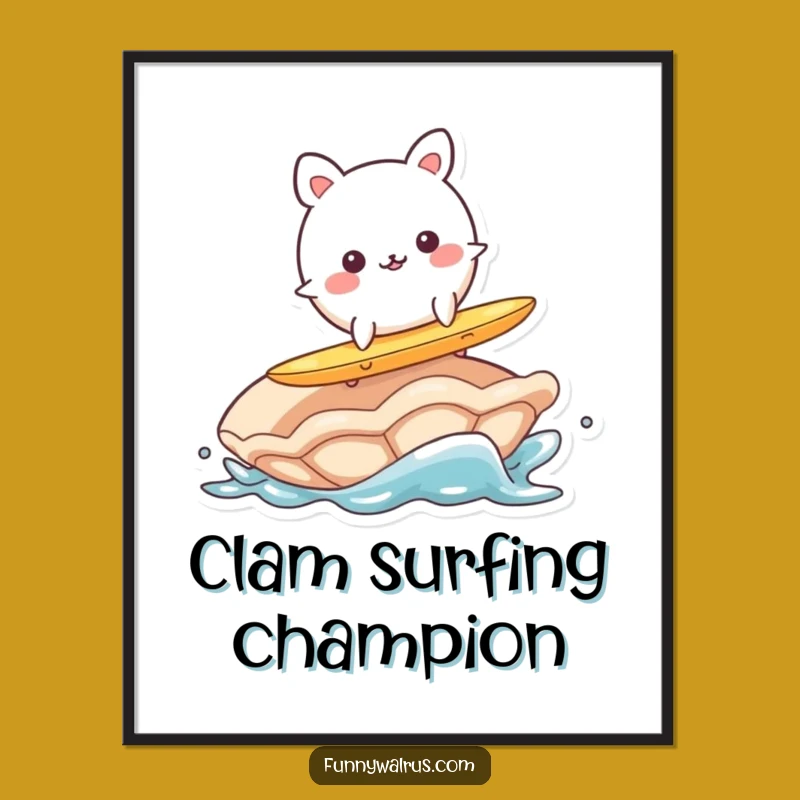 Funny Wobbly Surfer Animal Poster: Beach Art, Hilarious Ocean Decor, Great Funny Gift