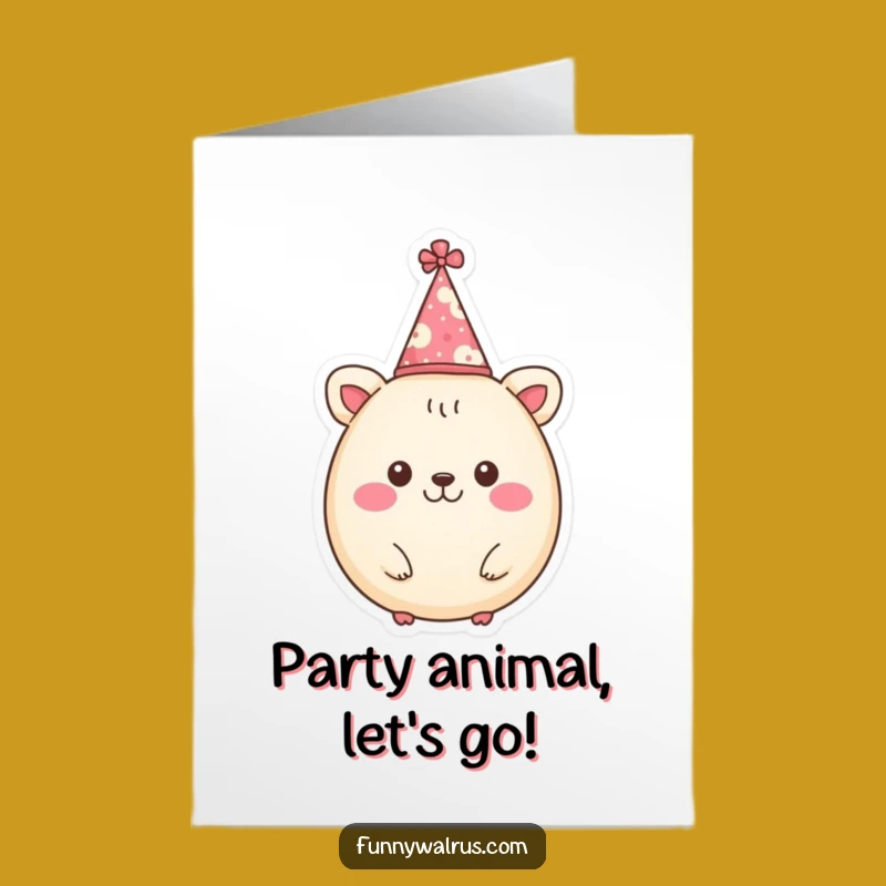 Free Printable Birthday Card: Round Animal Party Hat, Cheerful Downloadable Gift