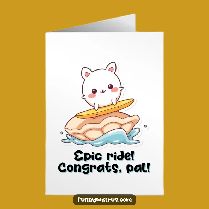 Free Printable Congrats Card: Wobbly Surfer Animal, Funny Achievement Downloadable Gift
