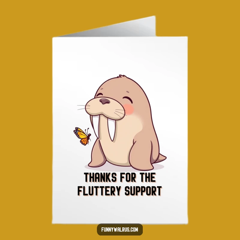 Free Printable Thank You Card: Giggling Walrus Butterfly - Sweet, Funny Downloadable Appreciation
