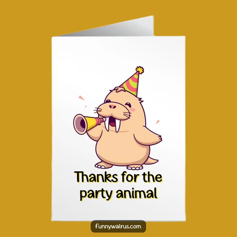 Free Printable Thank You Card: Party Walrus Horn - Fun Downloadable Appreciation Gift