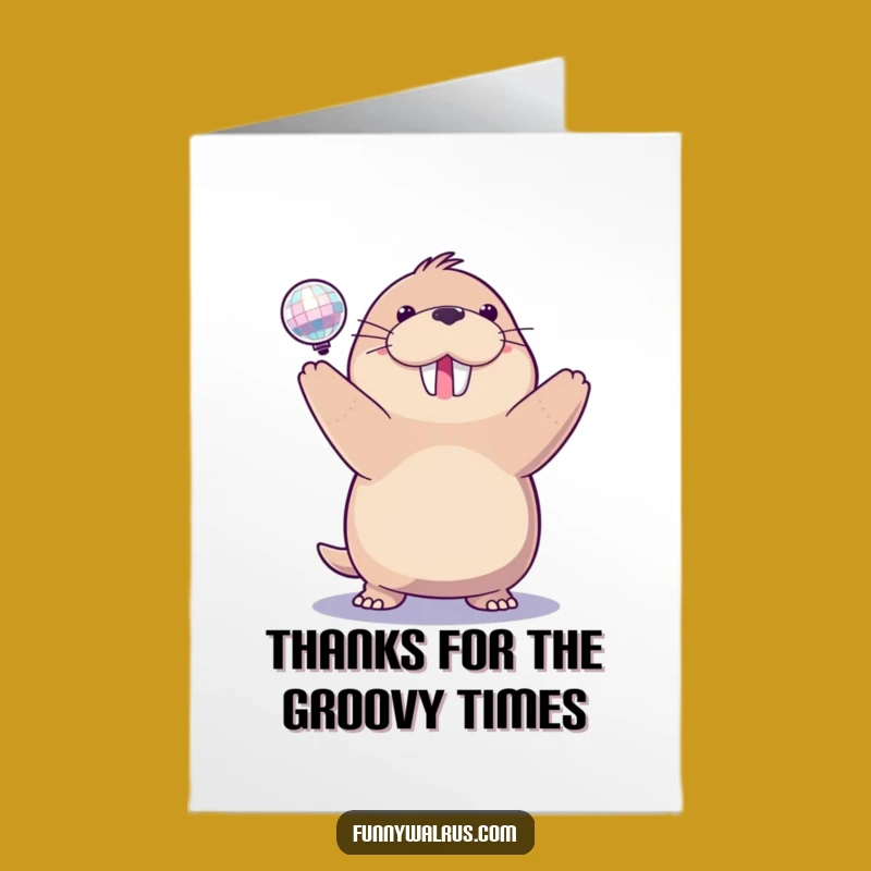 Free Printable Thank You Card: Walrus Disco Ball Funny Downloadable