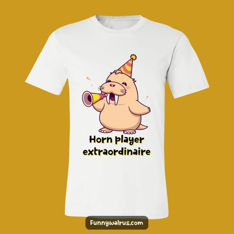 Funny Walrus Party Horn Tee: Wear Your Hilarious Celebration Spirit!