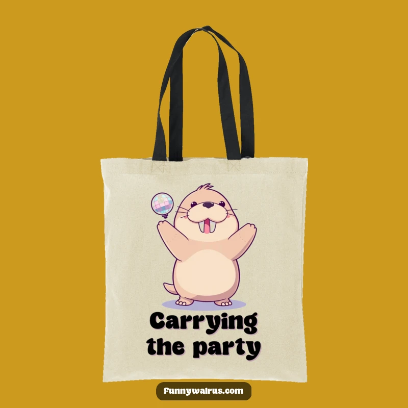 Funny Disco Walrus Tote Bag: Carry Your Party with This Walrus