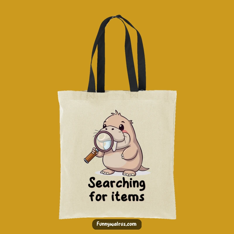 Funny Curious Walrus Tote Bag: Carry Your Discoveries with This Walrus