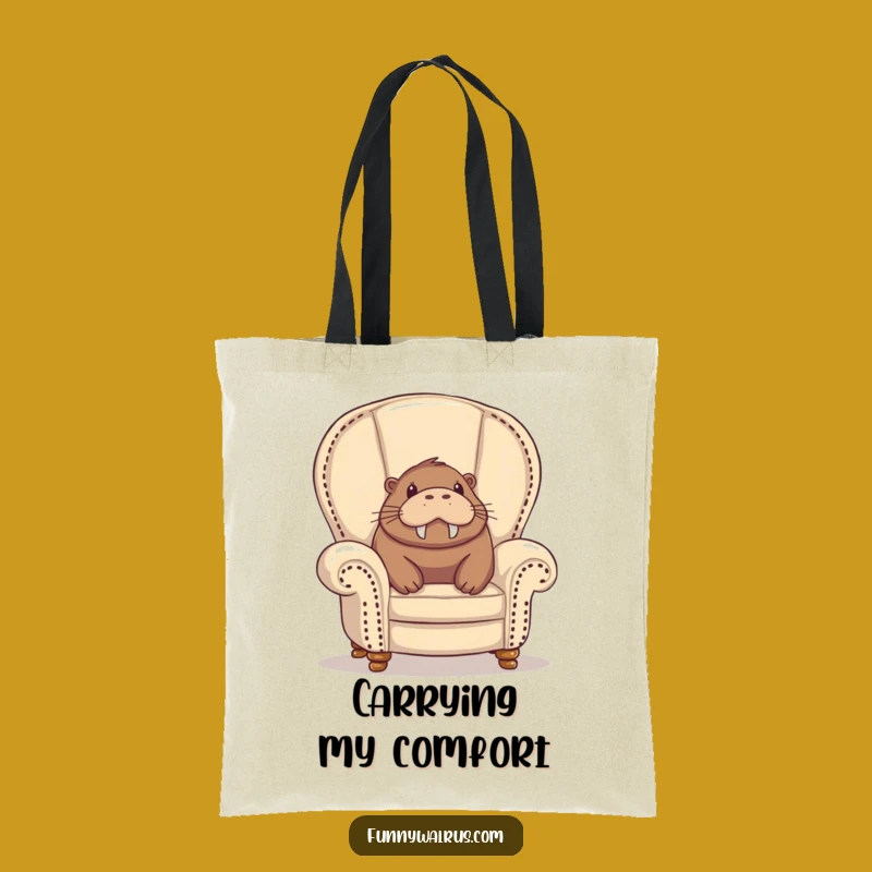 Funny Delightful Walrus Armchair Tote Bag: Carry Cozy Humor Anywhere