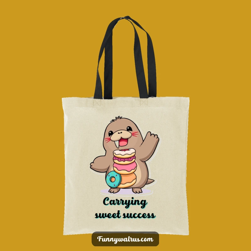 Funny Donut Walrus Tote Bag: Carry Your Fun, Perfect Funny Gift