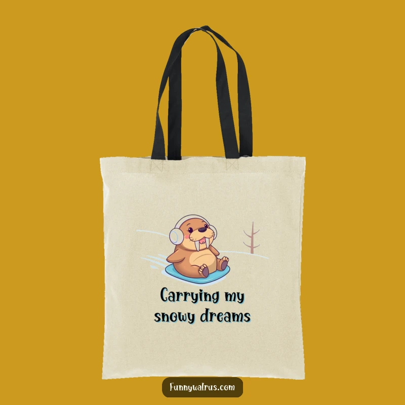 Funny Walrus Earmuffs Snow Slope Tote: Carry Your Laughs in Style This Winter!