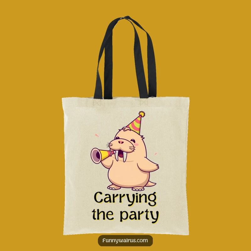 Funny Walrus Party Horn Tote: Carry Your Hilarious Celebrations Everywhere!